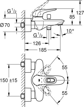 Смеситель Grohe Eurostyle для ванны 33591LS3