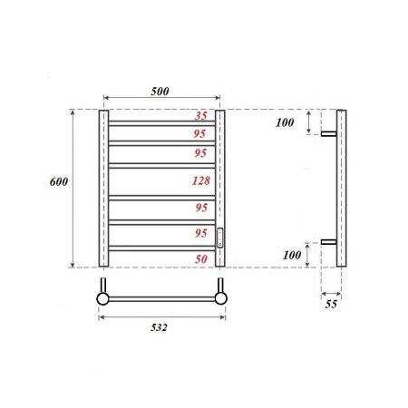 Полотенцесушитель электрический Point Аврора PN10856GR 60x53 (графит)