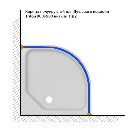Карниз для душевого поддона Triton 90x90 четверть круга
