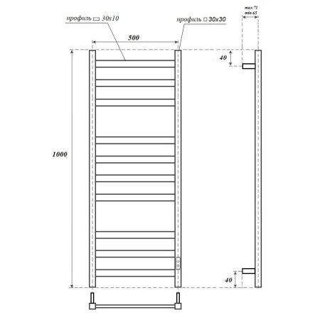 Полотенцесушитель электрический Point Меркурий PN83850W 100x53 (белый)