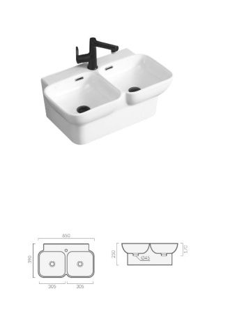 Раковина Cerutti Spa Double Nemi 65см CT9702