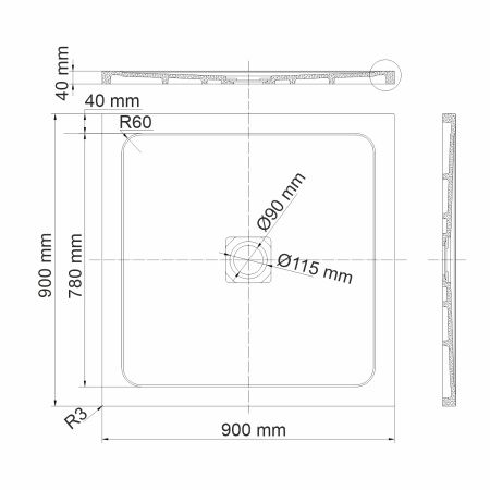 Душевой поддон WasserKRAFT Dinkel 58T03 90х90