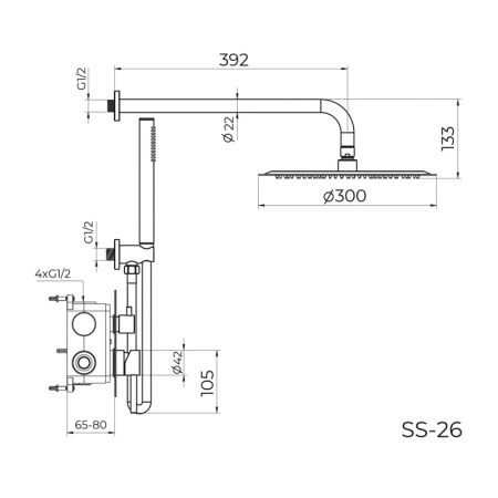 Душевая система Knotlor Eclipse SS-26/RB