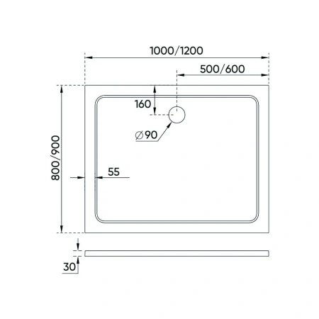 Душевой поддон Veconi Tezeo Stone TZ-09 80x120