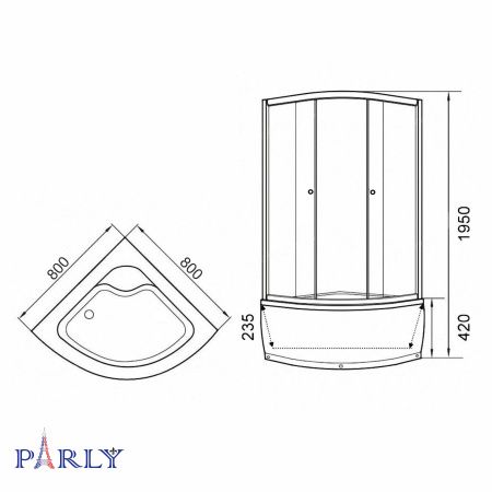 Душевой уголок Parly 80x80 ZF80N