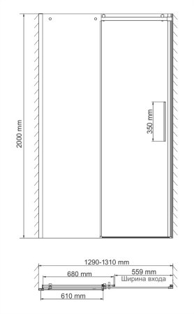 Душевая дверь в проем WasserKRAFT Dinkel 58R30 130x200 (раздвижная)