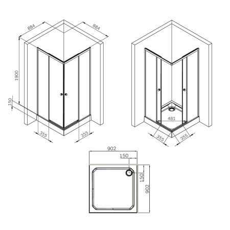 Душевой уголок Am.Pm X-Joy 90x90 W94G-403-9090-BT