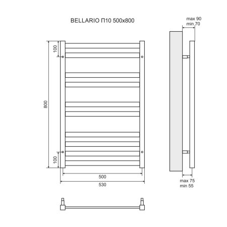 Полотенцесушитель водяной Lemark Bellario 50x80 П10 LM68810BL