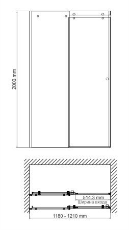 Душевая дверь в проем WasserKRAFT Vils 56R05 120x200 (универсальный монтаж)