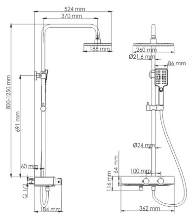 Душевая система WasserKRAFT A11401