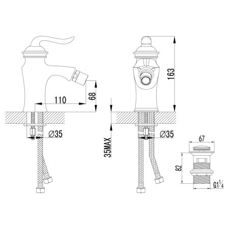 Смеситель Lemark Brava для биде с донным клапаном LM4708G