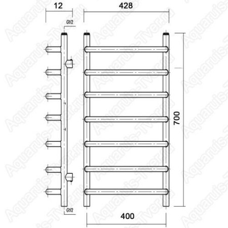 Полотенцесушитель электрический Domoterm Стефано 40х70 П7 (R) бронза