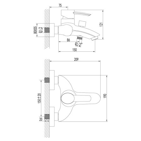 Смеситель Lemark Atlantiss LM3202C для ванны