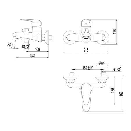 Смеситель Lemark Pramen LM3314C для ванны