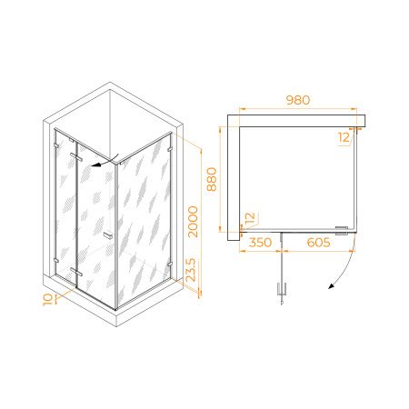 Душевой уголок RGW Stilvoll SV-040Gr 100x90 353204009-110