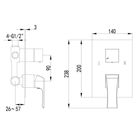 Смеситель Lemark Unit LM4527C для ванны и душа (скрытый монтаж)