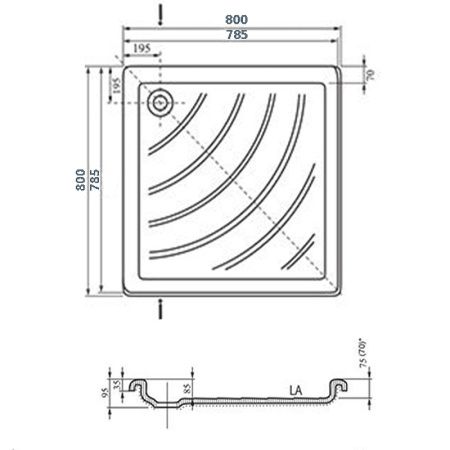 Душевой поддон Ravak Angela 80 LA A014401220