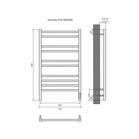 Полотенцесушитель электрический Aquatek Альтаир 50x90 П10 AQ EL KP1090CH