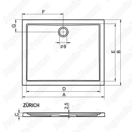 Душевой поддон Riho Zurich 290 140x80 без ножек и панели