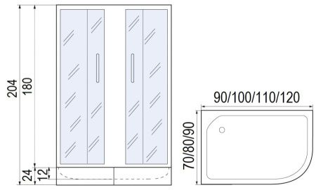 Душевой уголок Мономах  100х70/180 (L) 10000012457