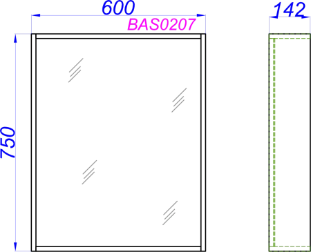 Шкаф-зеркало Aqwella Basic 60см BAS0207DZ