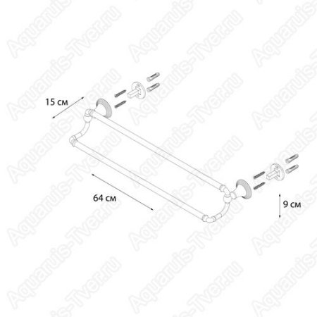 Полотенцедержатель двойной Fixsen Luksor 60см FX-71602B