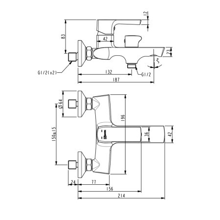 Смеситель Lemark Ursus LM7214BL для ванны