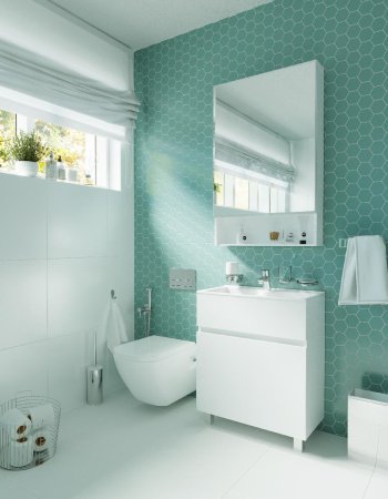 Тумба с раковиной 1Marka Mira 60Н 2-ящика белый глянец У83301