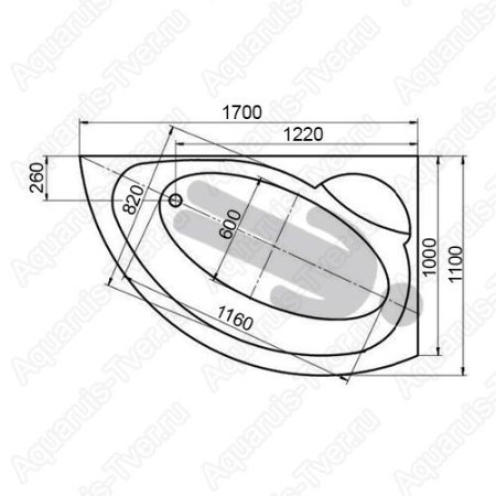 Акриловая ванна Aquatek Аякс-2 170х110 (R) с экраном