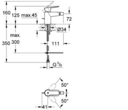 Смеситель Grohe BauEdge для биде без донного клапана 23332000