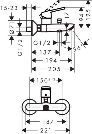 Смеситель Hansgrohe Logis Loop для ванны 71244000