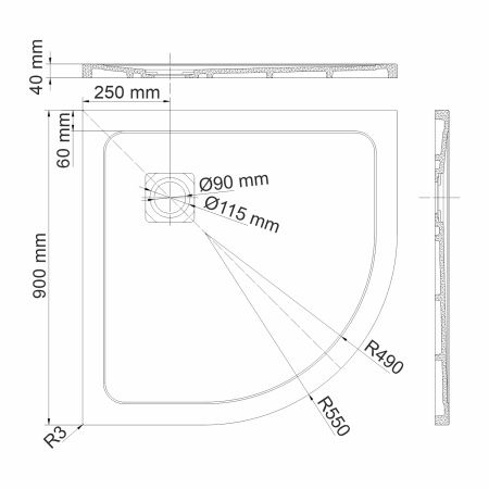 Душевой поддон WasserKRAFT Dinkel 58T01 90х90