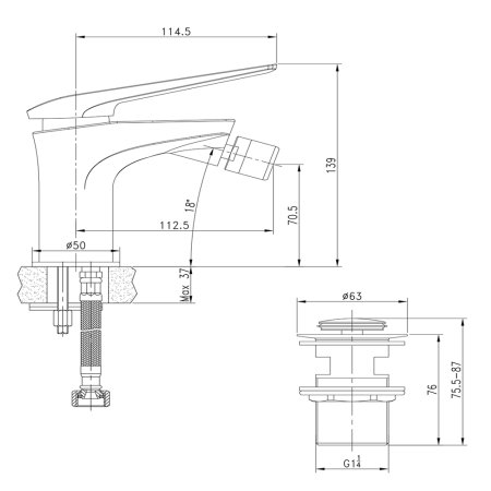 Смеситель Lemark Allegro для биде с донным клапаном LM5908CW