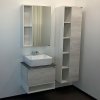 Тумба с раковиной Comforty Прага 60см дуб белый с антрацитовой столешницей