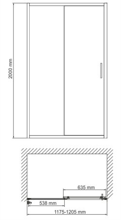 Душевая дверь в проем WasserKRAFT Main 41S05 120x200 (раздвижная)