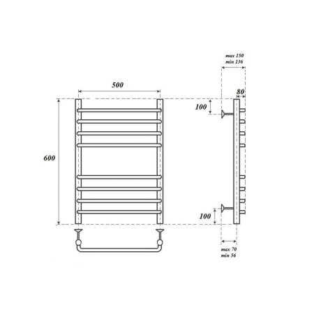 Полотенцесушитель водяной Point Нептун Премиум PN09156S 60x53 (хром)