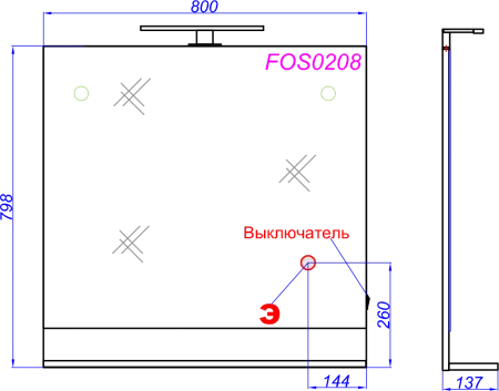 Зеркало Aqwella Фостер 80см FOS0208DS